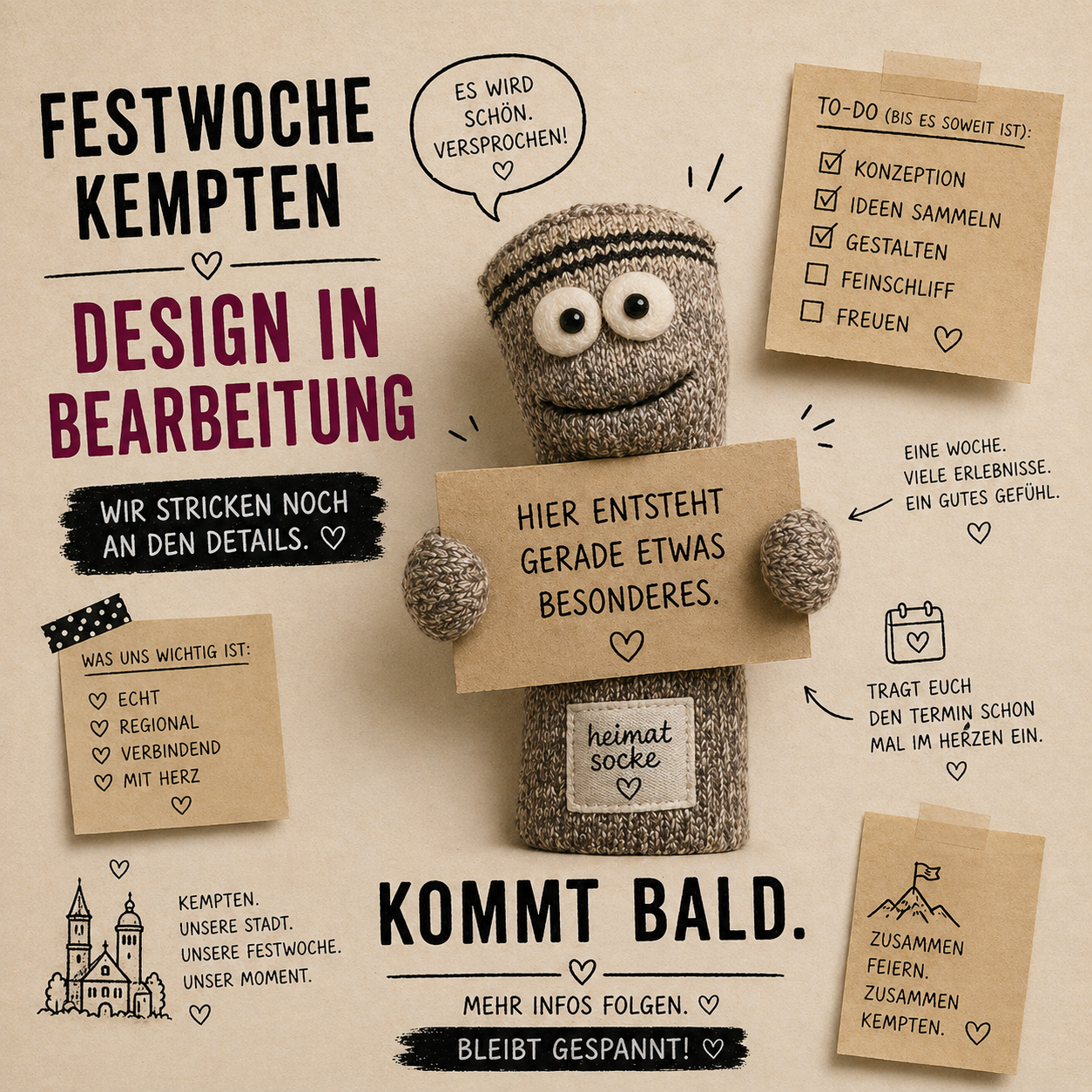 Heimatsocke "Festwoche Kempten" - Kleiner Verzug – Design braucht noch Liebe.
