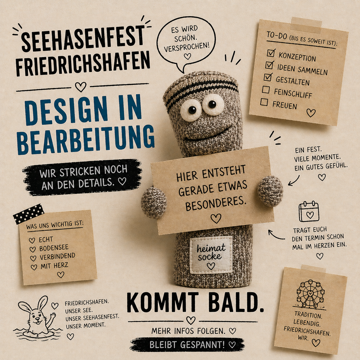 Heimatsocke "Seehasenfest" - Kleiner Verzug – Design braucht noch Liebe.